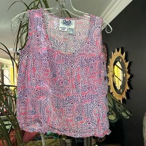 Vtg Boho Vibrant Pink and Purple Patterned Tank Top M